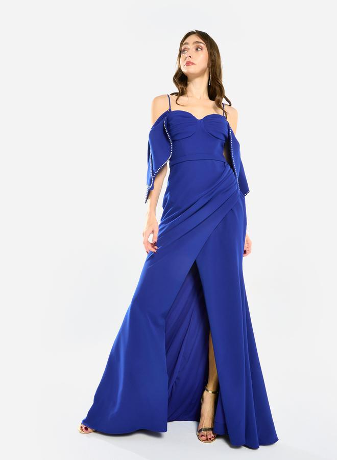 House of Moda Women Pearl Trim Mermaid Hem Maxi Dress - Image 1